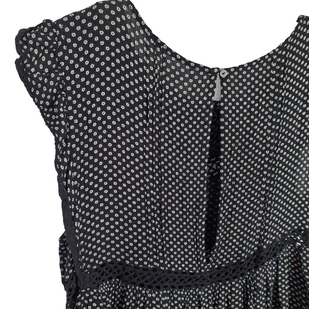 Free People Size S Dress Retro Kitty Micro-floral Tiered Lace Trim Mini A-Line - Picture 8 of 9